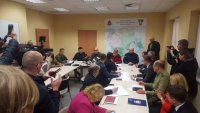 Posiedzenie sztabu kryzysowego w  Bielsku-Białej w związku z zagrożeniem powodzią.